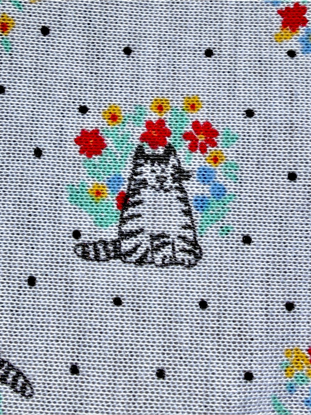 Vintage CAT STRETCH FABRIC Knit Kittens Sewing Crafts Remnant Floral 3.7 YARDS
